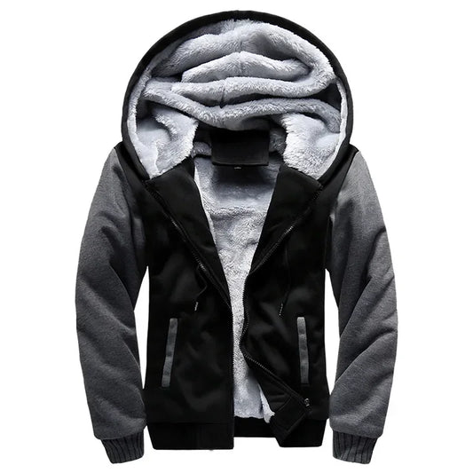 Men's Winter Plus Velvet Fleece Hodded Jacket