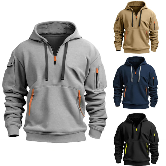 Pixel Studio Men's Solid Fleece Hooded Zip-Up Hoodie