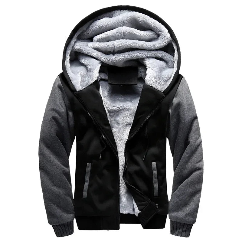 Men's Winter  Plus Velvet Fleece Hodded Jacket
