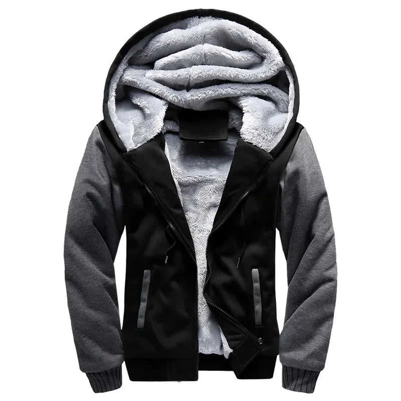 Men's Winter  Plus Velvet Fleece Hodded Jacket