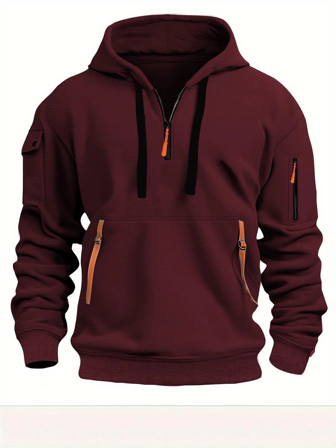 Pixel Studio Men's Solid Fleece Hooded Zip-Up Hoodie