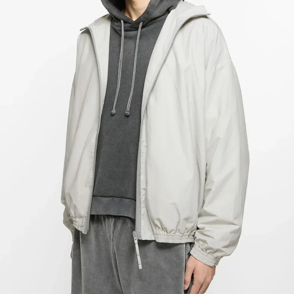 Signature Tunica Men's Loose Fit Streetwear Embroidery Stand Collar Coat White Jacket 